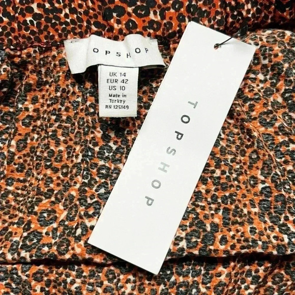 Topshop MIDI Pleated Asymmetrical Skirt Animal Print Leopard Print 10 NWT - Picture 7 of 8